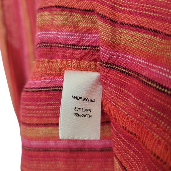 Drew Size S Dress Desert Stripe Sarong Skirt Linen Rayon Sleeveless Pullover Red - Picture 9 of 16